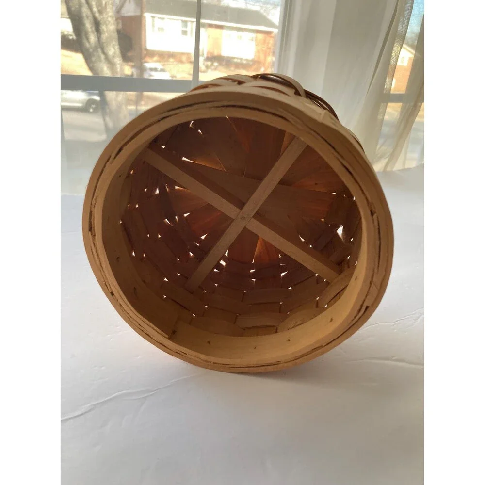 Small Mini Round Planter Basket Golden Oak 4 inches Tall 6 inch Diameter